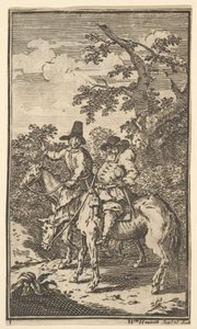 Hudibras zieht aus Siebzehn kleine Illustrationen für Samuel Butlers Hudibras, no..., 1721-26 von William Hogarth