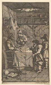 Hudibras besucht Sidrophel, Siebzehn kleine Illustrationen für Samuel Butlers Hudibras, 1721-26 von William Hogarth