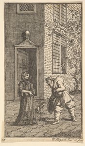 Hudibras umwirbt die Witwe Siebzehn kleine Illustrationen für Samuel Butlers Hudibras..., 1721-26 von William Hogarth