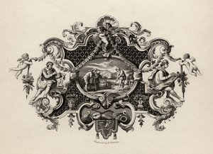 Abdruck von einem Silberkrug, graviert von E. Chavane, aus 