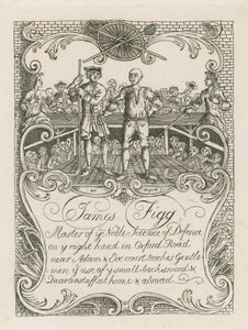 James Figgs Visitenkarte, entworfen von Hogarth