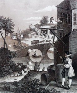 Satire auf falsche Perspektive von William Hogarth