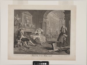 Die Frühstücksszene: Marriage À La Mode, Platte 2 von William Hogarth