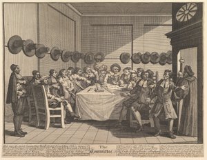 Das Komitee Zwölf große Illustrationen für Samuel Butlers Hudibras, Tafel 10, 1725-68 von William Hogarth