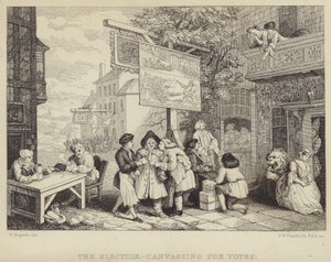 Die Wahl - Stimmenfang: Satire auf die Parlamentswahl von 1755, eine von vier Serien mit dem Titel Humours of an Election
