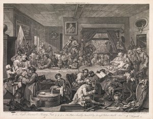 Die Wahl, Tafel 1: „Ein Wahlbankett“ von William Hogarth