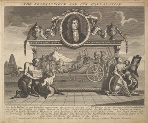 Das Frontispiz und seine Erklärung, Platte 1: Illustrationen zu Samuel Butlers Hudibras (1725-30)
