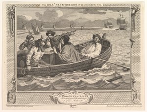 Der faule Lehrling wird weggeschickt und zur See geschickt von William Hogarth