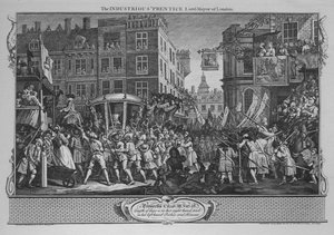 Der fleißige Lehrling, Lord-Mayor von London - Platte 12 aus Fleiß und Müßiggang, 1747 von William Hogarth