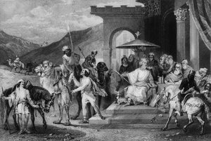 Er schrieb im Namen von König Ahasverus und sandte Briefe per Post auf Pferden von William Holl