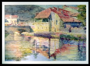 Kontinentale Stadt am Fluss