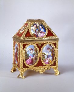 George III Kasten mit einer Uhr im Stil von James Cox, ca. 1770 von William Hopkins Craft