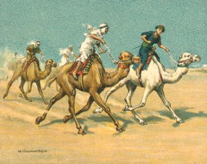 Historische und moderne Rennen, Kamelrennen (Chromolithografie) von William Hounsom Byles
