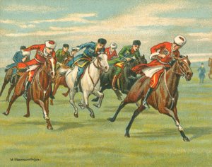Historische und moderne Rennen, Kosakenpferderennen (Chromolithografie) von William Hounsom Byles