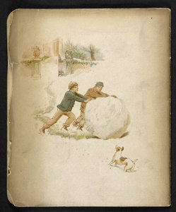 Kinder und ein Schneeball. Der Feiertagszug: ein Lied von Dulce Domum ... Illustriert von W. J. Webb. Frederick Langbridge, London, 1891
