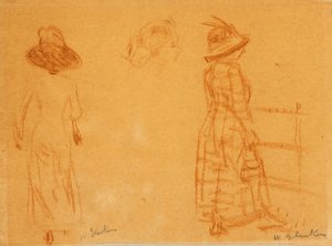 Zwei Frauen und Kopf einer Frau von William James Glackens