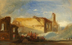 Bristol-Unruhen: Ruinen von Lagerhäusern in der Prince Street mit berittenen Truppen, um 1831