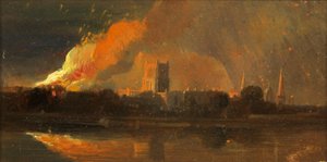 Bristol-Unruhen: Das Brennen des Bischofspalastes, ca. 1831 von William James Muller