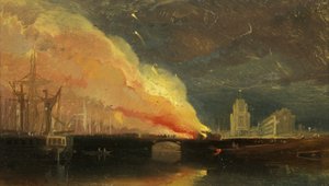 Bristol-Unruhen: Das Brennen der Mautstellen auf der Prince Street Bridge mit St. Mary Redcliffe von William James Muller