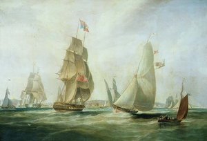 Yachten vor der Burg, Cowes, im Rennen