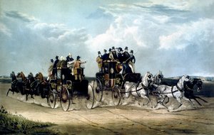 Die Brighton Day Mails überqueren Hockward Common, graviert von Charles Hunt