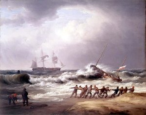 Rettungsboot geht zu einem in Not geratenen Schiff von William Joy