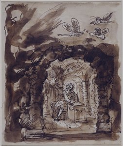 Alexander Pope in seiner Grotte von William Kent