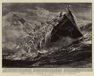 Eine gefährliche Reise, ein Truppenschiff in einem Taifun auf dem Weg nach Hongkong von William Lionel Wyllie
