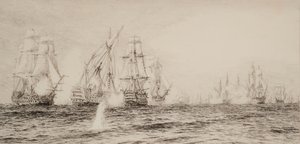 Schiffe, viermastig, im Kampf von William Lionel Wyllie