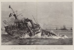 Der Verlust der HMS Victoria, das Flaggschiff sinkt nach der Kollision mit der HMS Camperdown