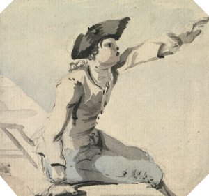 Mann sitzt auf einem Geländer und winkt mit dem linken Arm