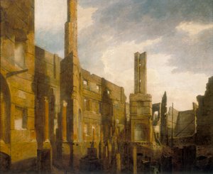 Die Ruinen des Pantheons in der Oxford Street nach dem verheerenden Brand vom 14. Januar 1792, 1792