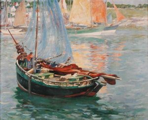 Concarneau, Netze trocknen, um 1920 von William Marshall Brown