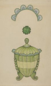 Gedeckte Glasschale für Zucker, 1936