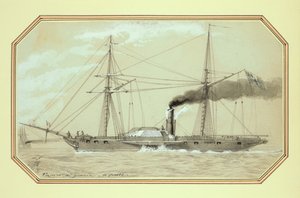 Ein dampfbetriebenes Kriegsschiff