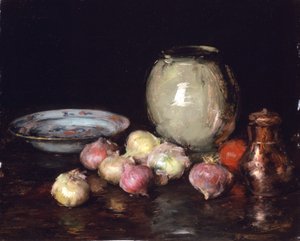 Nur Zwiebeln (Zwiebeln; Stillleben) von William Merritt Chase