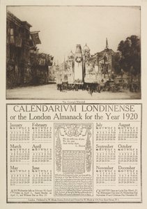 Calendarium Londinense oder der Londoner Almanach für 1920, gekrönt von einer Ansicht des Kenotaphs, Whitehall, 1919