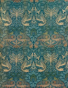 William Morris Pfau und Drachen Textildesign, ca. 1880 (Holzschnitt) von William Morris