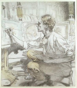 Der Bettenmaler (Der Möbelmaler) ca. 1913 von William Orpen