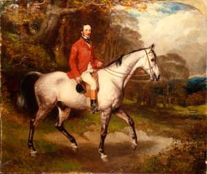 Porträt von Thomas Conolly, sitzend auf einem gescheckten grauen Jäger von William Osborne