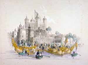 Lord Mayor Thomas Johnson und sein Gefolge beim Einsteigen vom Tower of London, 1840 von William Parrott