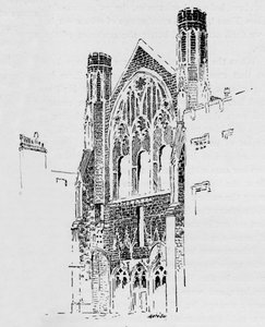 Ostfront der St. Stephens Kapelle nach dem Brand von 1834, ca. 1897
