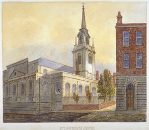 Kirche St. Lawrence Jewry vom Guildhall Yard, City of London, 1810 von William Pearson