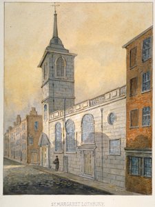 Südostansicht der Kirche St. Margaret Lothbury, City of London, 1815 von William Pearson