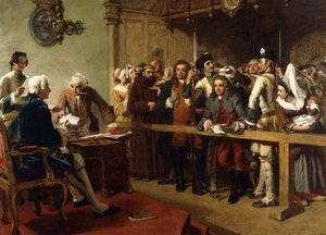 Hogarth vor dem Gouverneur von Calais als Spion, 1851 von William Powell Frith