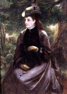 Porträt einer Dame, die mit ihrem Hund ruht von William Powell Frith