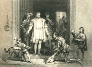 Bolingbrokes falsche Huldigung an Richard II., auf Schloss Flint, 1836 von William Radclyffe