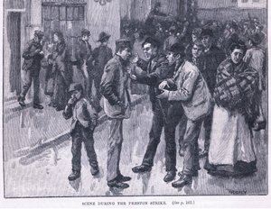 Szene während des Streiks in Preston 1856 n. Chr. von William Rainey