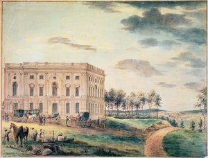 Ansicht des Kapitols von Washington, bevor es von den Briten niedergebrannt wurde, um 1800