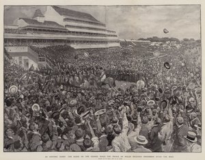 Ein historisches Derby, die Szene auf der Rennbahn, als der Prinz von Wales Persimmon nach dem Rennen empfing von William Small
